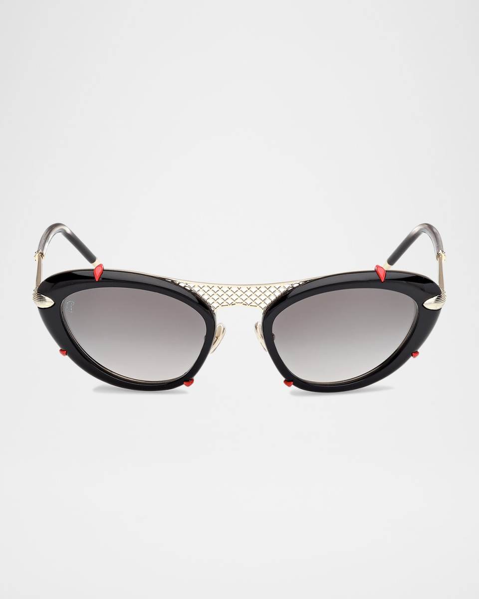 Miss Z Spiked Oval Acetate Sunglasses
